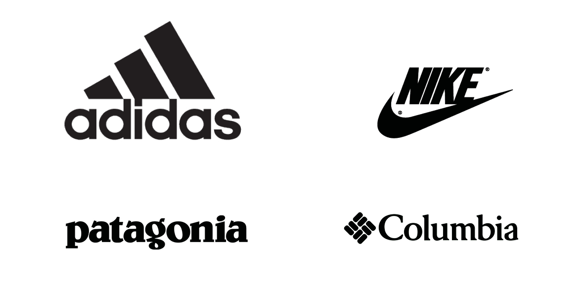 Schwarze Logos auf weißem Hintergrund