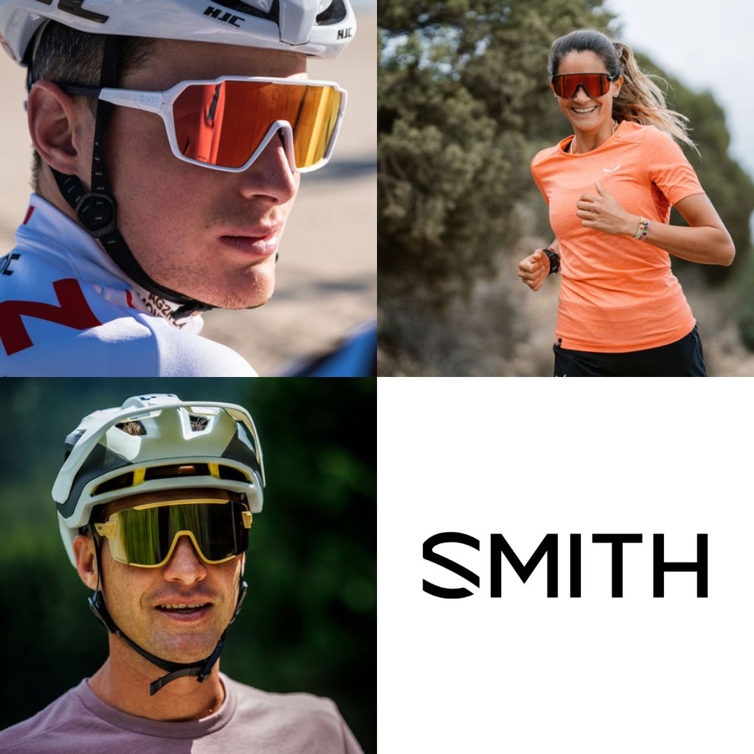 Männer und eine Frau beim Sport mit Sonnenbrille und Helm