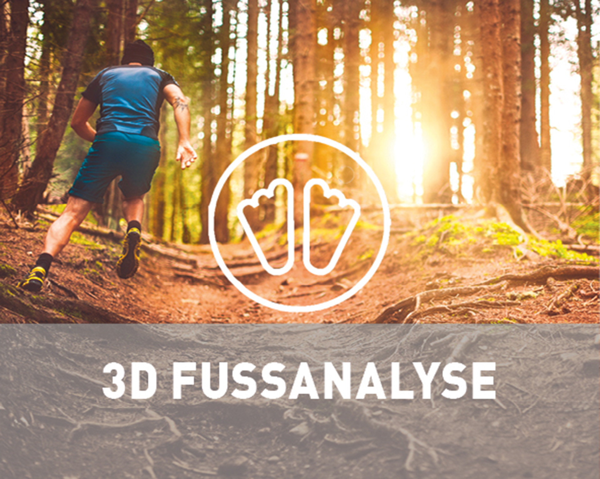 Mann beim Laufen im Wald Werbung 3DFussanalyse